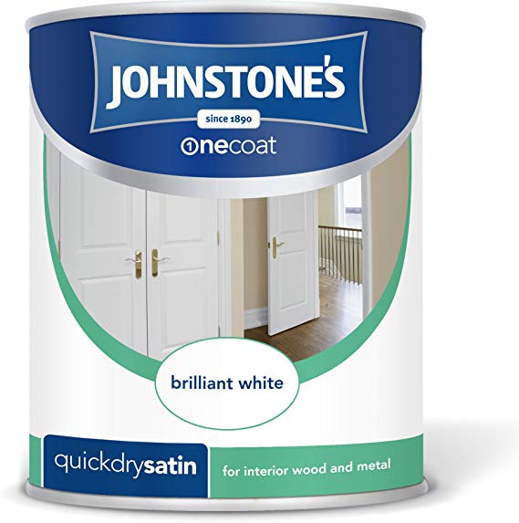 Johnstone's 303912 750ml One Coat Quick Dry Satin Paint - Brilliant White