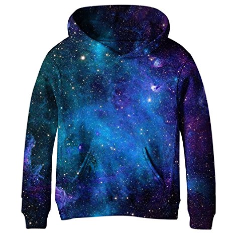 COIKNAVS Teen Girls' 3D Print Galaxy Fleece Sweatshirts Long Sleeve Pocket Pullover Hoodies