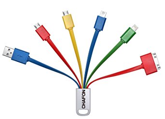 Chafon 6 in 1 Accelerated USB Charging Cables Multiple Charger Cords for Android & iPhone Smartphones / iPad Tablets Simultaneous Charge Up To 5 Electronic Devices(Colorful)