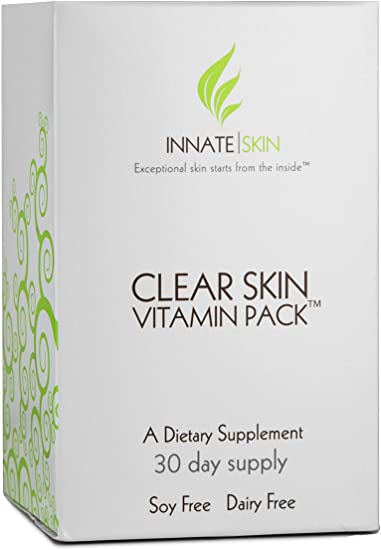 Clear Skin Vitamin Pack Acne Supplement by Innate Skin - 30 Day Supply of Acne Vitamins - Soy Free, Dairy Free Dietary Supplement - Zinc Picolinate Supplement