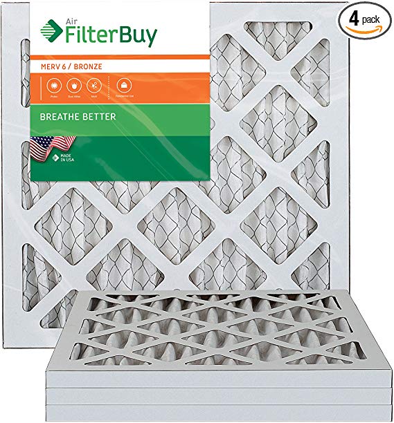 AFB Bronze MERV 6 14x14x1 Pleated AC Furnace Air Filter. Pack of 4 Filters. 100% produced in the USA.