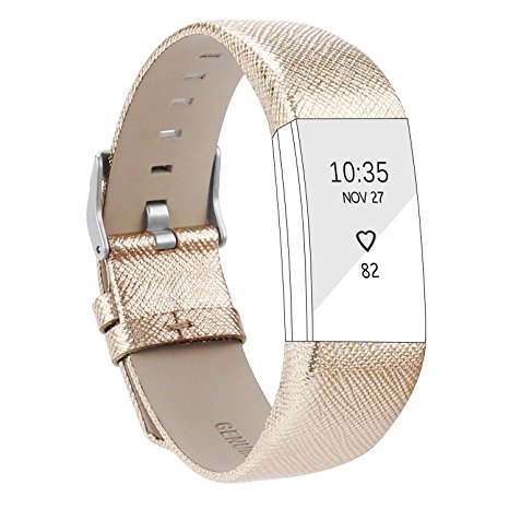 For Fitbit Charge 2 Bands, Genuine Leather Bands for Fitbit Charge 2 Replacement Wristbands