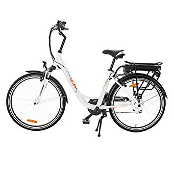 Onway 26 Inch 6 Speed Woman City Electric Bicycle, 36V 250W Aluminium Alloy E Bike with Pedal Assist and Twist Throttle