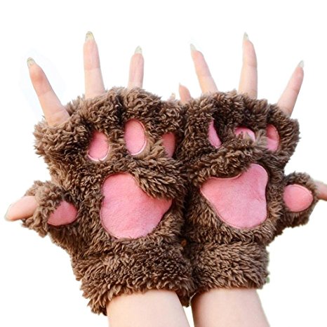 Zeagoo Women's Cute Little Gift Costume Cat Paws Fingerless Gloves