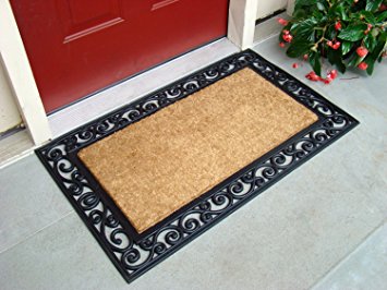 Kempf Inlaid Scroll Coco Doormat, 24 by 39 by 0.5-Inch