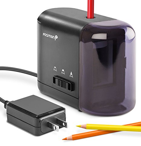 Electric Pencil Sharpener, Fosmon Electric & Battery Operated Pencil Sharpener With AC Adapter [Vertical Insert] Automated Cordless Sharpener for School, Home, Office, Classroom & More