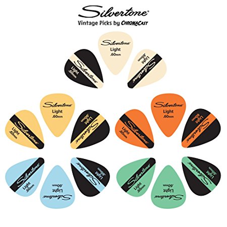 Silvertone Vintage Guitar Picks 15-Pack. Light Gauge (0.60mm)