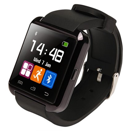 U8 Bluetooth Smart Watch WristWatch Phone with Camera Touch Screen for Android OS and IOS Smartphone Samsung Smartphone (Black)