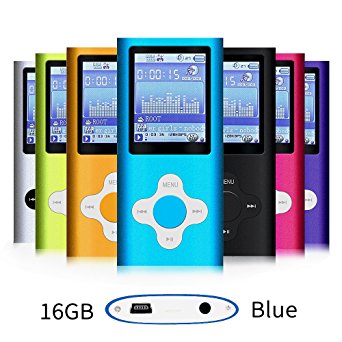 G.G.Martinsen Blue 16GB Versatile MP3/MP4 Player with Photo Viewer, FM Radio and Voice Recorder, Mini Usb Port Slim 1.78 LCD, Digital MP3 Player, MP4 Player, Video Player, Music Player, Media Player