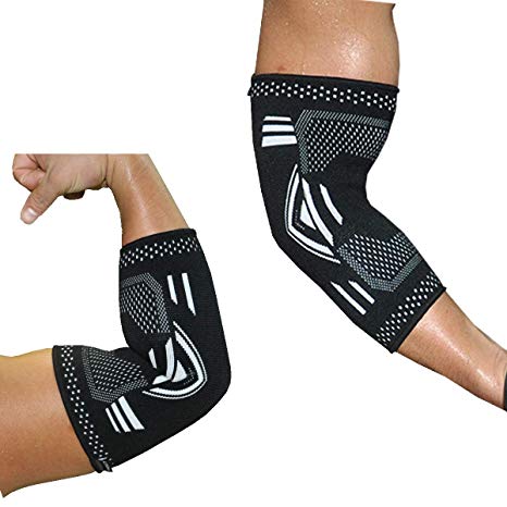 Elbow Brace Compression Sleeve (1 Pair) –Elastic Support for Tennis Elbow, Golfers, Weightlifting, Basketball, Joint Pain Relief - Wear Anywhere - Best Choice for Men, Women