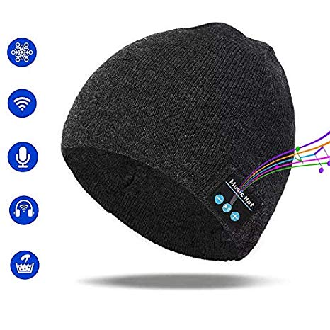 Pardecor Wireless Hat Bluetooth Beanie, Knit Music Cap with V5.0 Headphones Headset for Outdoor Running Skiing Camping Hiking, Unique Christmas Tech Gifts for Women Mom Her Men Teens Boys Girls Mens