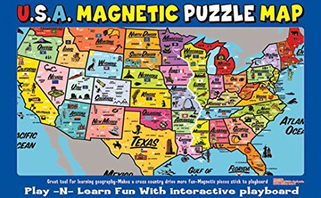 Ata-Boy Magnetic USA Map Play-n-Learn Puzzle Board