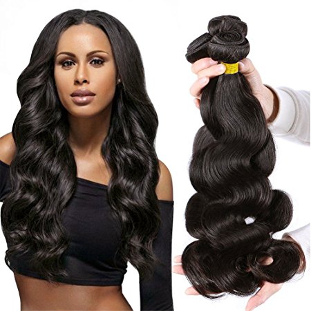 Ali Moda 7A Brazilian Body Wave 4 Bundles 100% Unprocessed Virgin Human Hair Weave Hair Extensions Natural Color 95-100g/pc (18 20 22 24)