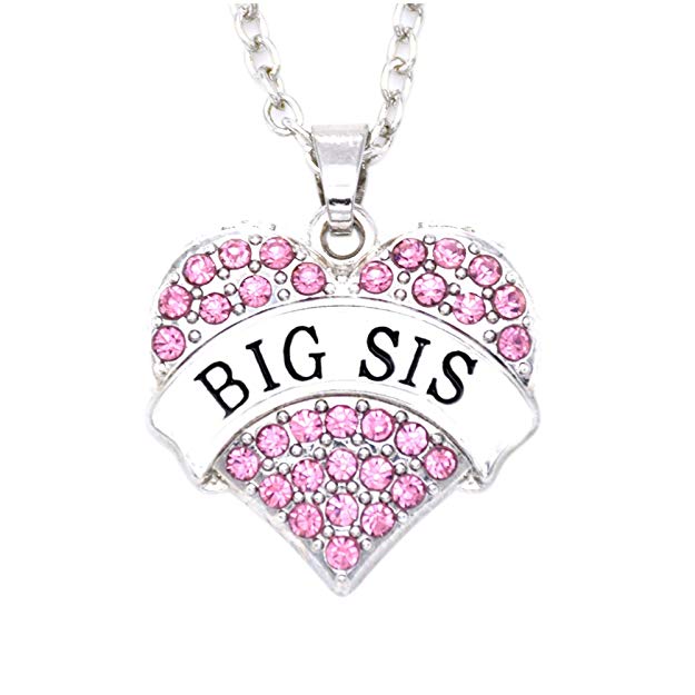 O.RIYA Alloy Big Sister Necklace Heart Necklaces, Gift for Sisters Kids BFF Girls Ideas