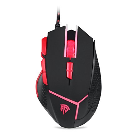 EasySMX V18 Optical Wired Gaming Mouse 4000 DPI Weight Tuning Set Non-slip Design with LED Light 9 Buttons Fire/Sniper Button for PC and Laptop (Black)