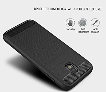 Tidel Carbon Fiber Shock Proof Rugged Armor Case with Metallic Brush Finish Back Cover Case for Samsung Galaxy J7 Pro ( 2017 )-BLACK