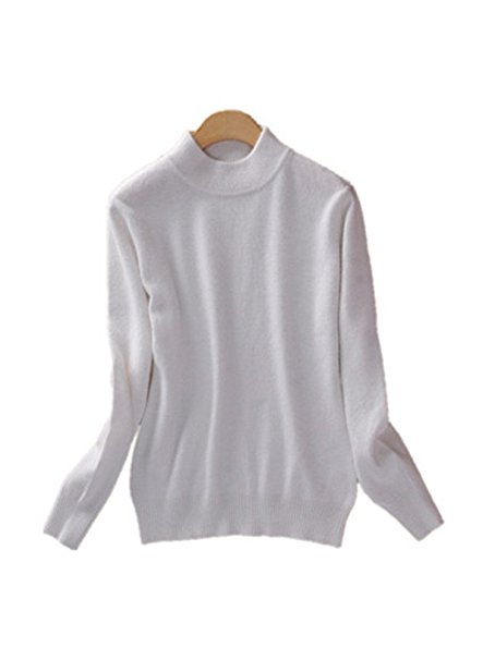 WHENOW Women's Slim Classic Wool Crew Neck Knit Jumper Pullover Sweater