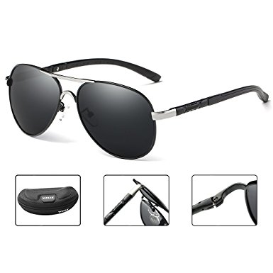 WELUK Men's Classic Avaitor Polarized Sunglasses Lightweight Unbreakeable Frame UV400