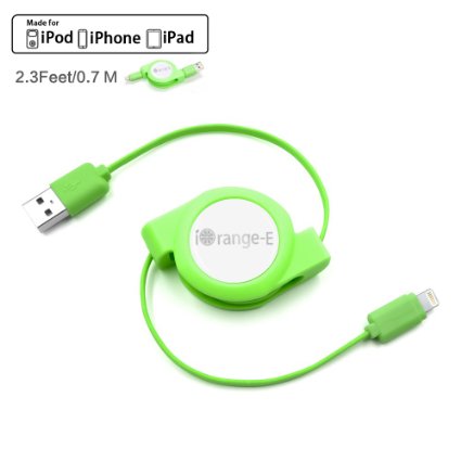 Retractable Cable Apple Certified iOrange-E8482 23ft 07M Retractable iPhone 6 Charger for iPhone 6 6S Plus 5s 5c 5 iPad Air iPad Mini 4 iPad Pro and iPod Nano 7th Gen Green