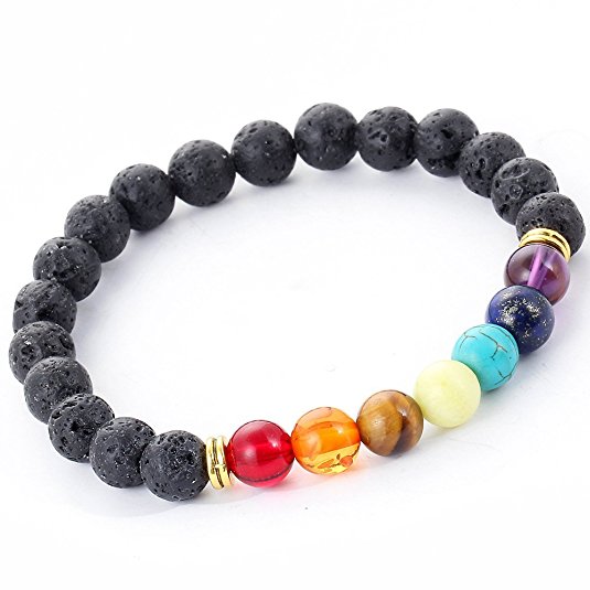 Lava Rock Bracelet, 8mm Beads Chakra Bracelet Black Healing Gemstone Energy Stone Bracelet