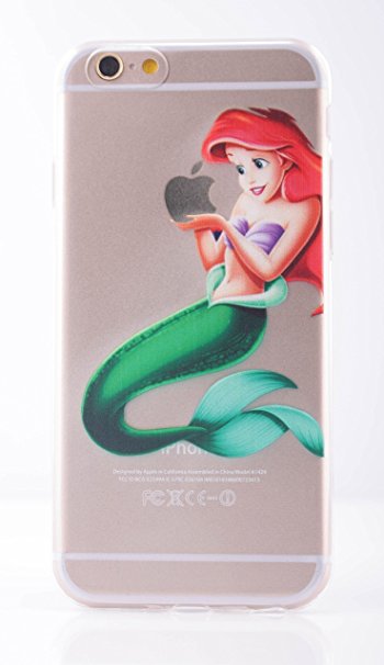 ROXX Fairy Tale Soft Rubber TPU Silicone Cases Featuring Disney Snow White Eating Apple Elsa Frozen Olaf Ariel Holding for iPhone 6 (4.7) - Silicone Case - Ariel
