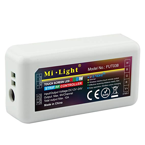 LED Strip Lights Controller 2.4G 4-Zone LED RGBW RF Mi Light Series Color Changing and Brightness Dimming for RGBW Strip Lights (FUT038)