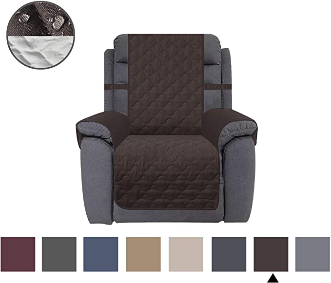 CHHKON Waterproof Nonslip Recliner Cover Stay in Place, Dog Couch Chair Cover Furniture Protector, Ideal Loveseat Slipcovers for Pets and Kids (Chocolate, 23'')