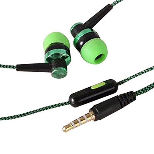Corded Headset,ZIYUO 3.5mm Bass Stereo In-Ear Headset Earbuds (Green)