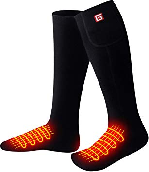 QILOVE Men Women Battery Heated Socks US Size 8-12,Winter Indoor Outdoor Skiing Hunting Camping Hiking Rechargeable Socks,Electric Foot Warmer Socks Ideal Gift for Christmas/Thanksgiving Day
