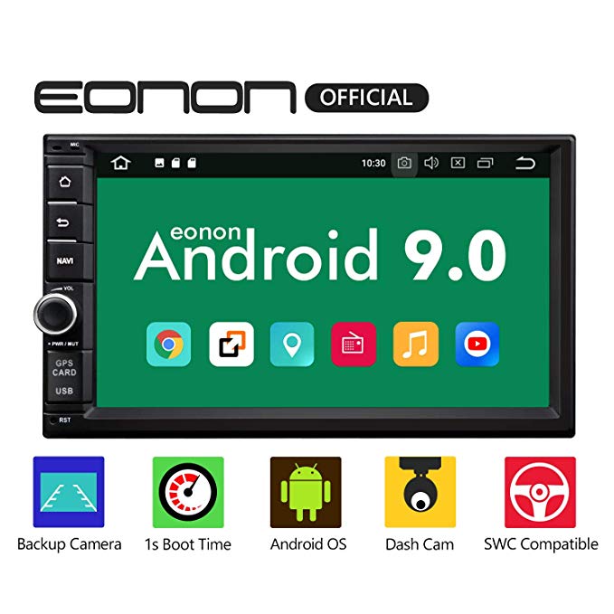 eonon GA2176 Android 9 7" LCD Touchscreen Indash Double Din Car Stereo 2GB Ram 32GB Rom Quad-Core GPS FM RDS USB Head Unit Support WiFi Bluetooth 5.0 4G Universal Navigation (NO DVD)