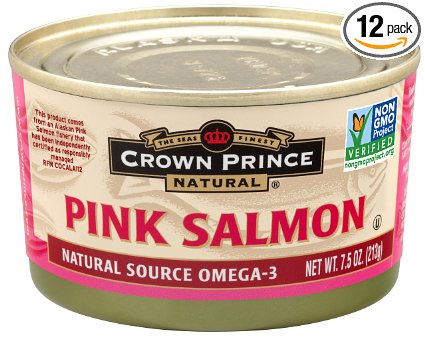 Crown Prince Natural Pink Salmon - Low in Sodium, 7.5-Ounce Cans (Pack of 12)