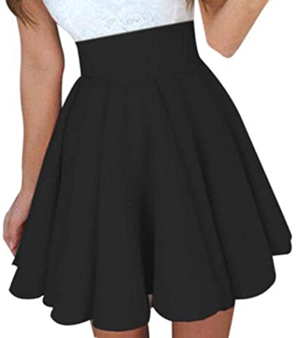 Womens Party Cocktail Mini Skirt Lady Summer Ruffle Pleated Skater Flared Skirt