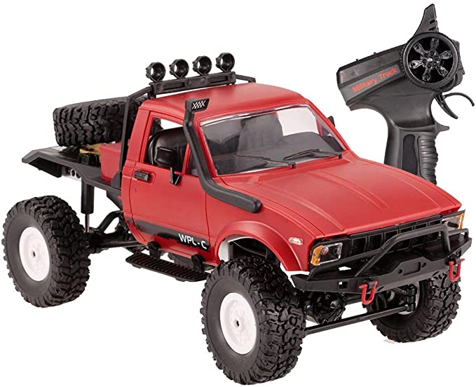 The perseids Remote Control Car, 1:16 2.4G 2CH 4WD RC Off-Road Military Semi-Truck Vehicle High Speed Climb Truck RTR Hobby Toy for Boys Kids Teens in Red