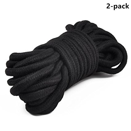 Mandydov Pack of 2pcs 32-foot 10m Long High Quality Japanese Style Soft Cotton Rope (black)