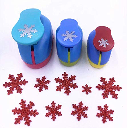 TECH-P Creative Life 3 PCS (1.5",1",5/8") Snowflake Shape Craft Punch Scrapbook Paper Cutter Eva Foam Hole Punch Tool for Christmas Party Arts Crafts Decorations