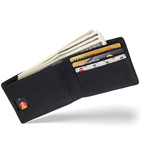 Bos Gaurus Classic Minimalist Wallet - Top Quality Genuine Leather, Capacious and Practical for Cards and Cash