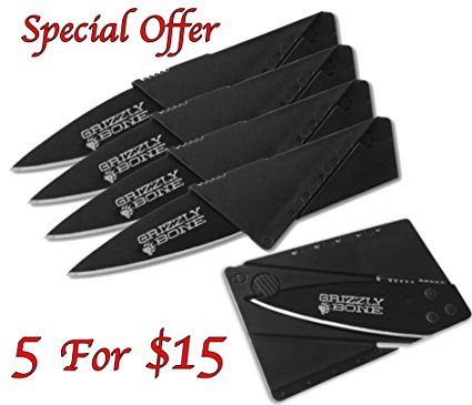 FIVE Credit Card Knife Survival Life Stainless Steel Discreet Folding Multi-functional Knife