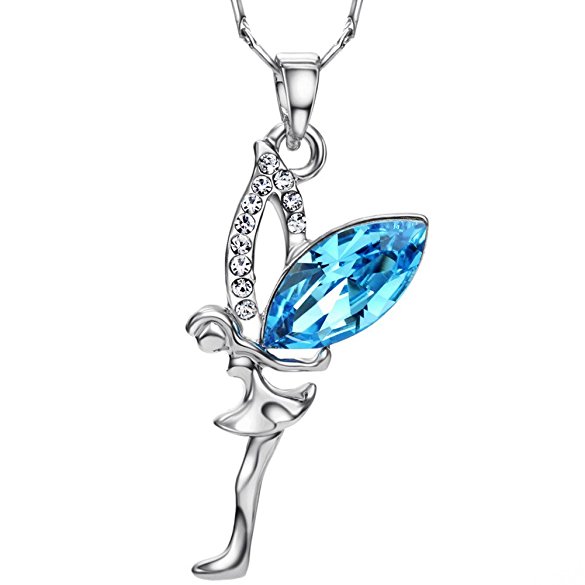 FANSING Jewelry Austria Eyes Shaped Crystal Angel Fairy Pendant Necklaces for Womens & Girls
