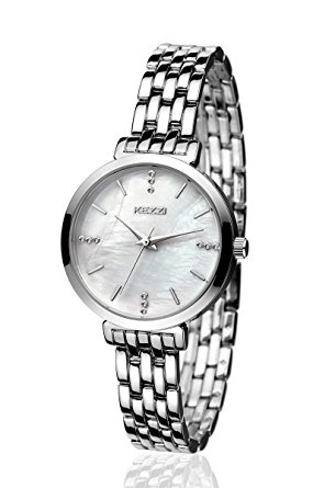 KEZZI Watch Women Stainless Steel Quartz Wrist Watch (Silver)