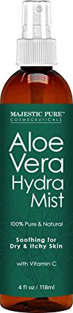 Majestic Pure Aloe Vera Spray Hydra Mist, 100% Pure & Natural, from Organic Cold-Pressed Aloe Vera, for Skin and Hair, 4 fl oz