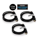 6FT HDMI Cable iMacket  High-Speed HDMI Cable - 65 Feet 2 Meters Supports Ethernet 3D 4K and Audio Return for HDTV PS3 PS4 XBOX ONE 3-Pack