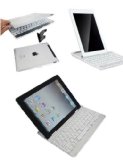 BESTEK 3 in 1 Combo Built-in Lithium Battery Profile Wireless Bluetooth Keyboard for Apple iPad and iPhone Series iMacMac Book Samsung Nokia and Blackberry Phones and Tablets White
