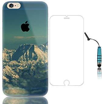 Sunroyal 3 in1 Accessories Set iPhone 5 5S Case, Premium Soft Environmental Ultra Transparent TPU Silicon Protective Case Bumper [Shock Absorbent] [Ultra Thin] [Light Weight] [Scratch-Resistant] [Perfect Fit] Back Cover, HD Super Clear Screen Protector   Anti-Dust Plug Stylus Pen, Ice Mountain Pattern Case
