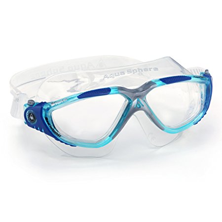 Aqua Sphere Vista Swim Goggles Adult Mask, Aqua, Clear Lens