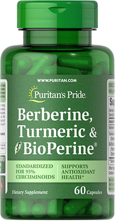 Berberine, Turmeric & Bioperine by Puritan's Pride, Supports Antioxidant Health, 60 Capsules