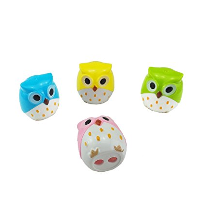 yueton Pack of 4 Cute Cartoon Animal Owl Pattern Double Holes Pencil Sharpeners Creative Stationery School Prize for Kids