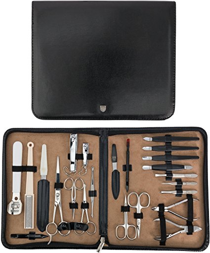 THREE SWORDS - Exclusive 23-Piece MANICURE - PEDICURE - GROOMING – NAIL CARE set / kit / case - basic-standard quality (000293)