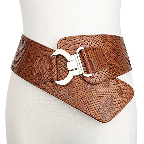 JasGood Women's Wide Elastic Stretch Adjustable Waist Belt Fashion Snake Pattern