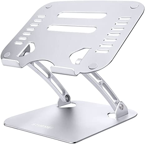 STURME Laptop Stand, Aluminum Adjustable Laptop Riser Holder Foldable Notebook Stand for Desk Heat-Vent Non-slip Compatible with MacBook Air Pro, All 11-15.6 Inches Laptop