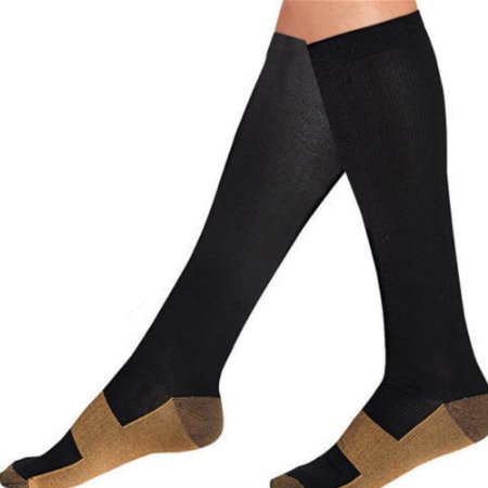 EagleUS 1 Pair Copper Compression Socks Knee High Mens and Womens Nursing Compression Socks, Support Pain Relief Stockings